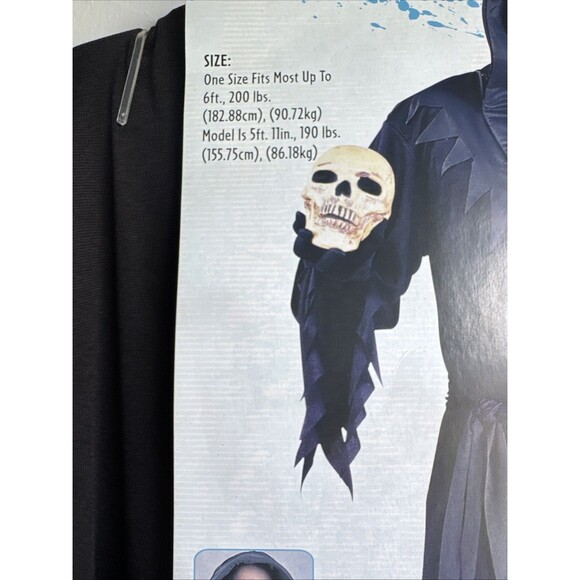 Grim Reaper Unknown Phantom Costume Adult Death Halloween One Size New Robe Mask - Picture 9 of 9